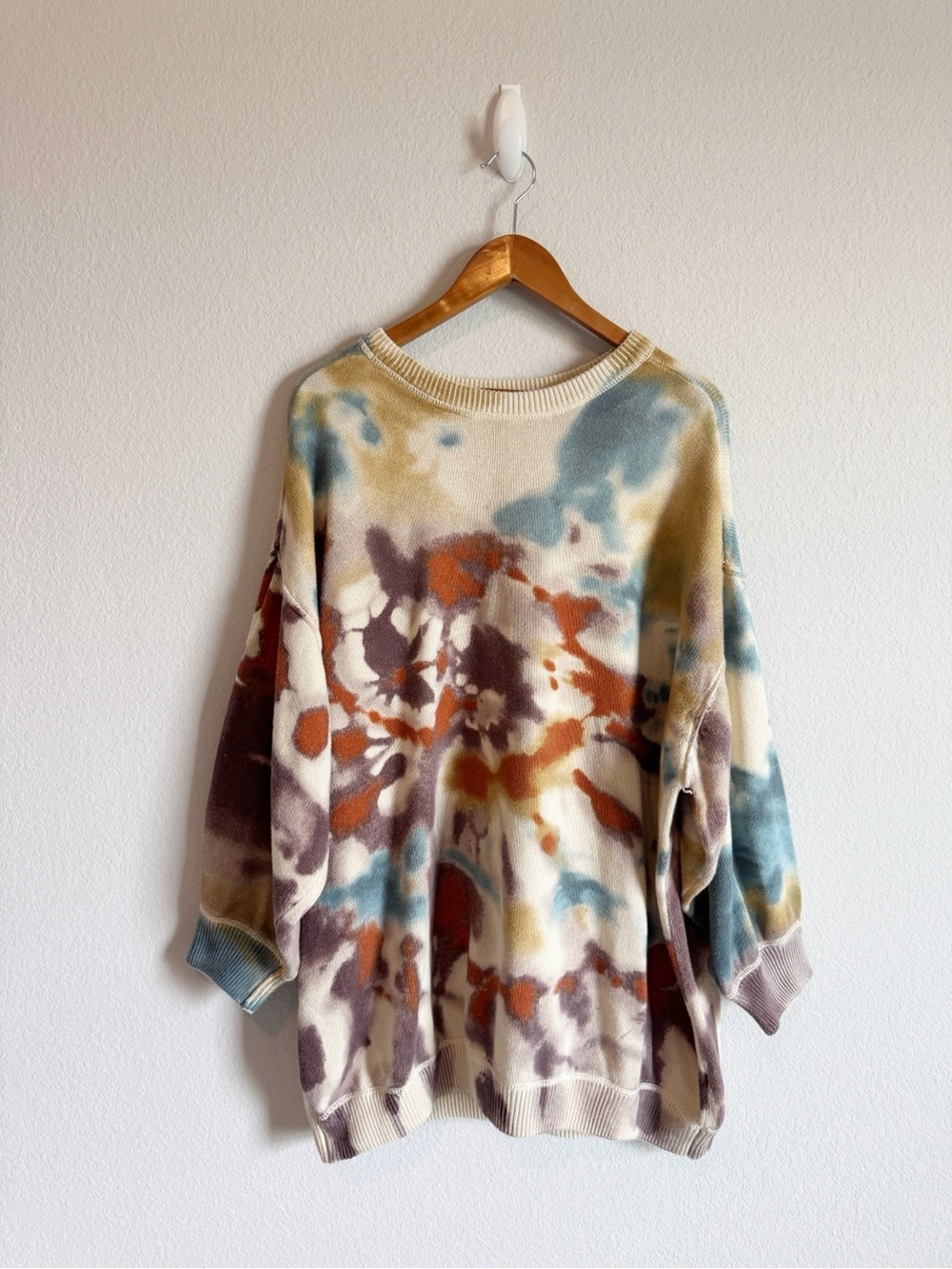 Natural Life Sunset Tie Dye Taylor Oversized Cotton Tunic Sweater Size L/XL